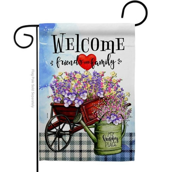 Breeze Decor G150078-BO My Happy Place Floral Double-Sided Decorative Garden Flag, Multi Color