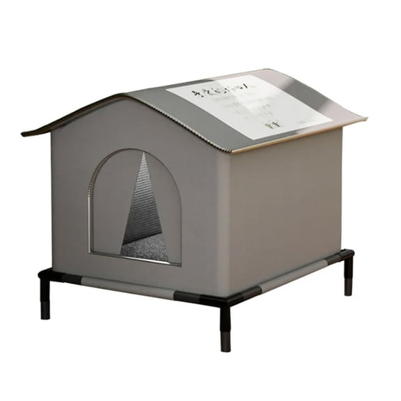 Nallwabiu Weatherproof Insulated Outdoor Cat House, Heated Shelter with Seamless Base for Feral Cats, Winter Waterproof Warm Cat House Outdoor (Grey, 16.5”x12.6”)