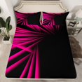 thumbnail image 1 of Erosebridal Futuristic Abstract Fitted Sheet Set Queen, Gradient Geometric Bedding Queen Size, Hippie Striped Decor（No Top Sheet）, 1 of 6