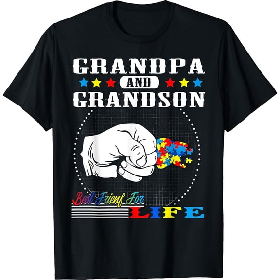 Autism Awareness Grandpa Grandson Best Friend for Life Gift T-Shirt