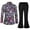 Purple, variant on JLFKNG Mens 70S Disco Outfit Retro Floral Shirt Flare Pants Two Piece Stage Performance Outfit Set Comfy Mens Sets