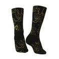 thumbnail image 3 of Goofa Gold Gloss Outline Floral Printed Men's Crew Socks, Soft Durable Breathable Moisture-Wicking with Odor Control Cotton socks, 3 of 9