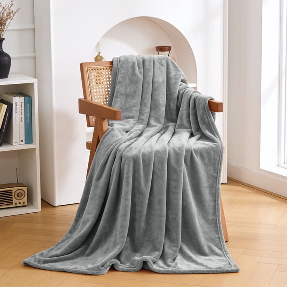 IR Imperial Rooms Fleece Bed Throw Blanket, Plush, Travel and Couch Fuzzy, Cozy Washable Ultrasoft Throw Size Silver