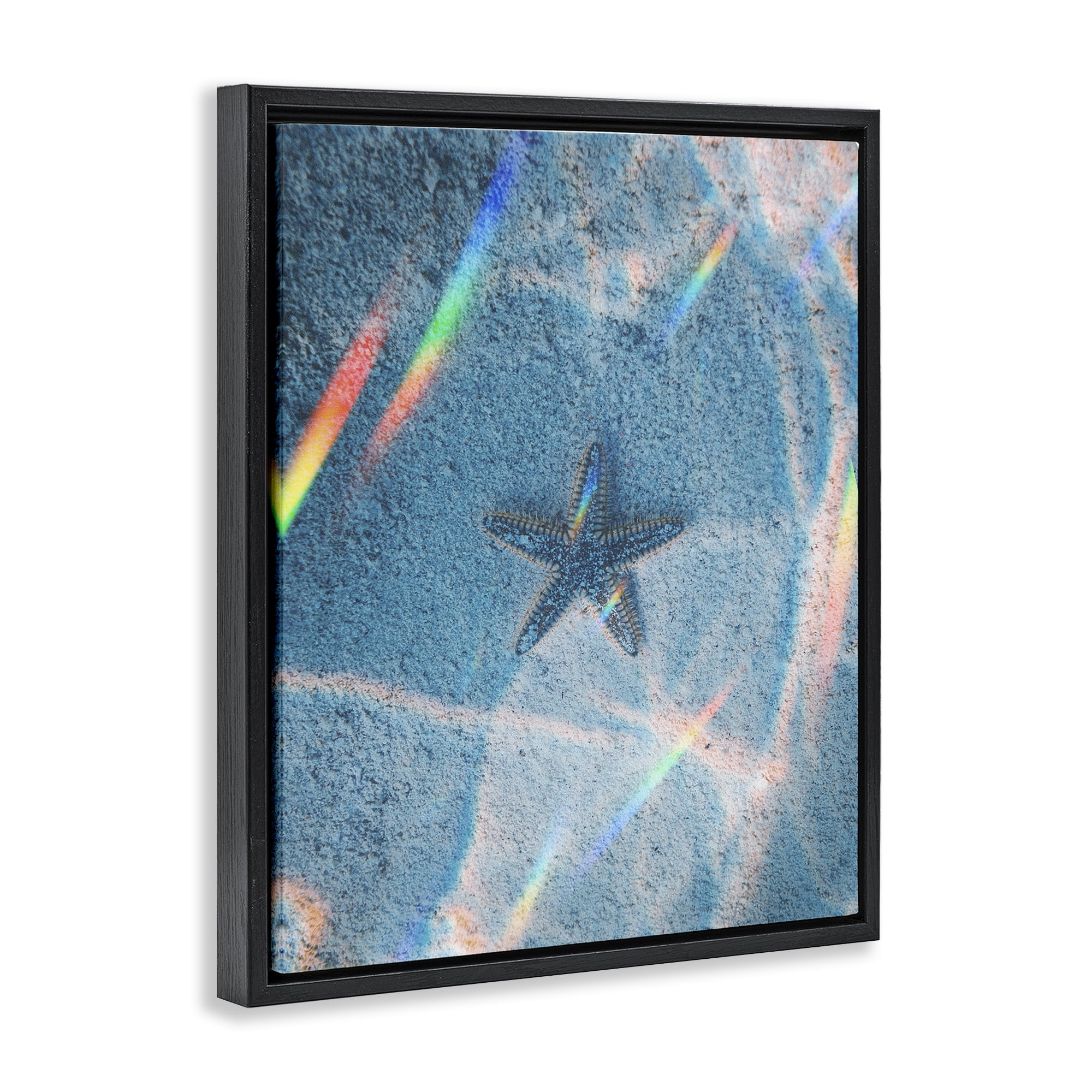 Stupell Industries Prismatic Starfish on Sea Floor Animals Photography Black Floater Framed Canvas Art Print Wall Art, 25 x 31