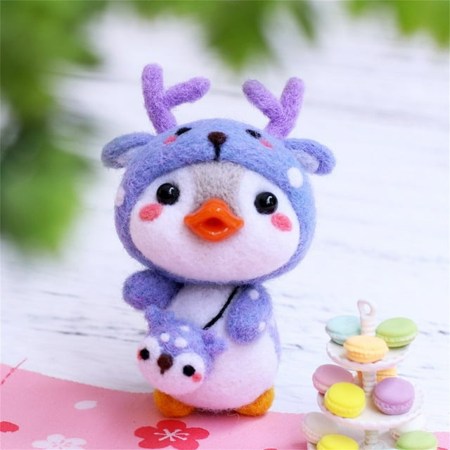 Mignon Motif Penguin Fait Main DIY Feutres de Laine Paquet de Production