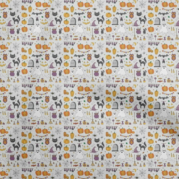 oneOone Viscose Jersey White Fabric Halloween Craft Projects Decor Fabric Printed By The Yard 60 Inch Wide
