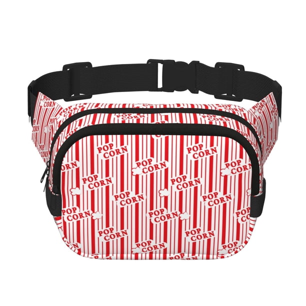 Fotbe Popcorn 1 Cangurera Cuadrada con Estampado de Doble Capa, Bolsa de Cintura Ajustable Mini para Hombres y Mujeres