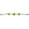 thumbnail image 2 of Gem Stone King 925 Sterling Silver and 10k Yellow Gold Green Peridot and White Lab Grown Diamond Bracelet for Women (2.81 Cttw, Heart 7MM and 6MM, 6.5/7/7.5 inch, Made in Italy), 2 of 5