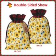 thumbnail image 2 of Rocae Navy Blue Leaf Sunflower Print Christmas Drawstring Linen Gift Bag with Drawstrings Treat Bag Goody Present Bags for Christmas Party Favor, 2 of 8