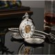 thumbnail image 3 of ZHAOCHENG Reloj de bolsillo mecánico no automático con tapa tipo concha, doble apertura, manual, de doble cara, para colgar, 3 of 5