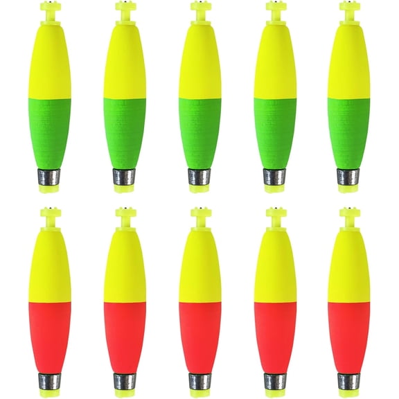 Weighted Bobbers for Fishing Floats Cigar Shape EVA Foam Snap-on Fishing Bobbers for Crappie Bluegill Panfish Trout Catfish Bass 10 Packs,5.3*1.3cm