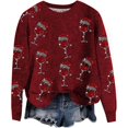 thumbnail image 1 of WEAIXIMIUNG Chandails Courts pour Femmes Automne/hiver Mode Chandail d'Extérieur Col Rond Imprimé de Noël Tricot Grossier Chandail à Enfiler Chandail à Capuchon Haut, 1 of 5