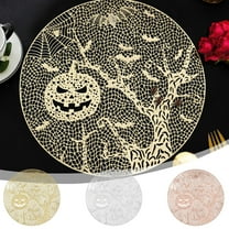 Boovnll Halloween Placemats, 15" Hollow Pumpkin Place Mats Heat-Proof Washable Wipeable Placemats for Holiday, Kitchen, Dining Table, Party Decor Supplies, Halloween Decorations