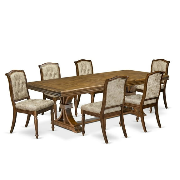 Luxe by East West Furniture 7 Pieces Dining Room set a Rectangular Dining Table and 6 Kitchen Chairs