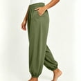 thumbnail image 5 of Women's Polyester High Waist Loose Jogger Pants, Breathable Cuffed Ankle Side Pocket Trousers, Relaxed Loungewear Bottoms for Travel Daily Errands | TruHer,Army Green L, 5 of 7