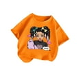 thumbnail image 2 of T Shirt for Girls Short Sleeve Cartoon Graphics Round Neck Kids Funny Tee Size 5-6 Years,Orange, 2 of 5