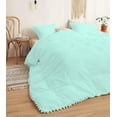 thumbnail image 4 of DNG Creations 3 Piece White Pom Pom Duvet Cover with Zipper Closure, 100% Egyptian Cotton, 800 Thread Cotton ( Twin/Twin XL - Solid Auqa Blue ), 4 of 5