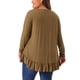 thumbnail image 4 of Tops de túnica de mujer plus size Agnes Orinda, con botones, cuello en V, mangas largas, dobladillo con volantes, blusas fluidas 1X marrón, 4 of 8