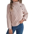 thumbnail image 2 of Sweaters for Women 2025 Fall Winter Long Lattern Sleeve Turtleneck Knitted Sweater Jumper Top Womens Pullover Sweaters, 2 of 8