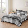 thumbnail image 3 of 3 Pieces Queen Quilt Set,Minimalist Black White Grey Plaid Soft Bedding Sets with 1 Quilt & 2 Pillow Shams,Neutral Tartan Checkered Summer Bedspread Lightweight Coverlet Comforter for All Season, 3 of 9
