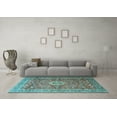 thumbnail image 3 of Ahgly Company Indoor Square Medallion Light Blue Traditional Area Rugs, 5' Square, 3 of 4