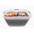 thumbnail image 5 of SAMMART Cesta de lavandería plegable de plástico con 3 asas de 30 l (8 galones) – Contenedor/organizador de almacenamiento emergente plegable – Cesta/cesta para ahorrar espacio (blanco/gris), 5 of 5