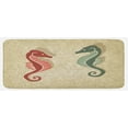 thumbnail image 1 of Seahorses Nautical Kitchen Mat, Graphic Colorful Beach Coral Reef Vintage Design Print, Plush Decorative Kitchen Mat with Non Slip Backing, 47" X 19", Forest Green Sand Brown, by Ambesonne, 1 of 1