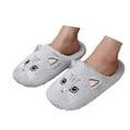 thumbnail image 3 of Qicasul Women's slipper Winter Slippers Fuzzy Comfortable Shoes Cute Cat Print Open Toe Flat Indoor Slides for Women Cozy Fall Home Footwear Grey US Size:8, 3 of 7