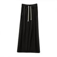 thumbnail image 2 of Njagoc3 Womens Casual Solid Color Modal Thin Pocket Drawstring Bottom Skirt Aline Skirt Half Length Nightgown, 2 of 5