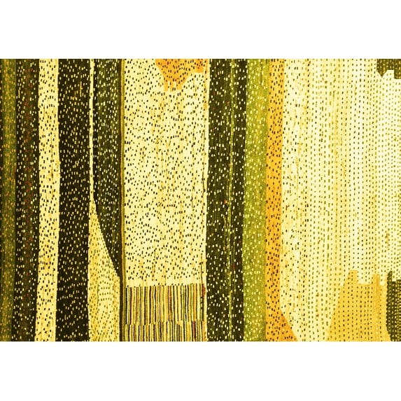 Ahgly Company Machine Washable Indoor Rectangle Abstract Yellow Contemporary Area Rugs, 5' x 8'