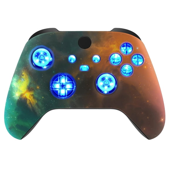 Silent Modz Custom Modded Controller 7 LED Colors Trigger Stopper w/Pro Grips compatible with Xbox Series S, Xbox Series X, Xbox One, and Windows (Gold Nebula)
