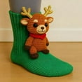 thumbnail image 2 of WKSCLPAI 3D Knit Animal Socks, Handmade Crocheted Animal Socks, Double-layer Cotton, Warm Embrace for Your Ankle, Christmas Gift Stockings, Reindeer B, 2 of 4