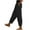 Black, variant on Wide Leg Pants Women Lounge Palazzo Striped Pants with Pockets Elastic High Waist Side Tie with Split Lace Trim Trousers
