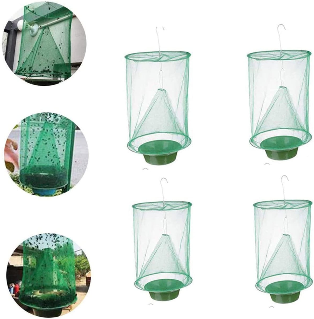 Ranch Fly Trap with Bait Tray , Reusable Fly Trap Flay Catcher Cage for Indoor or Outdoor Family Farms, Park, Restaurants ( 4 Pack)