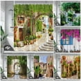 thumbnail image 2 of Vintage Italian Town Street Landscape Shower Curtains Natural Flowers Vine Plant Garden Wall Hanging Home Bathroom Curtain Decor, 2 of 7