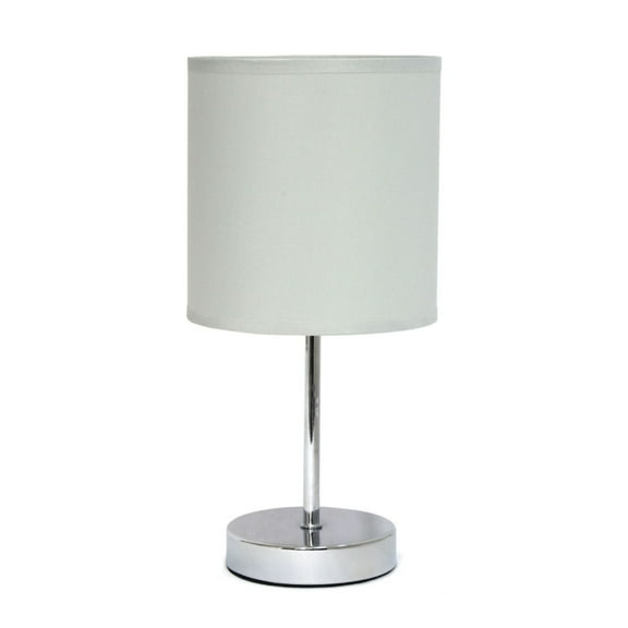 Simple Designs 11.81" Basic Chrome Mini Table Lamp with Fabric Shade, Slate Gray