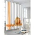 thumbnail image 3 of Boho Pumpkins Fall Thanksgiving Shower Curtain, Orange Stripe Bathroom Decor Curtains Set with Hooks, White Waterproof Fabric Home Accessories， Stall 54 X 78 Inch, 3 of 6