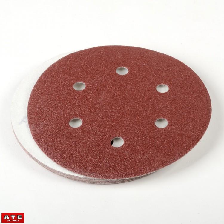 6" Round Hook and Loop Sanding Discs Sandpaper With Holes 80 Grit