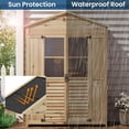 thumbnail image 3 of SOLLED Patio Storage Shed Wooden, Outdoor Cabinet with Weather-Resistant Roof & 6 Movable Shelves, Garden Tool Organizer with Anti-Tip Safety, 3 of 6