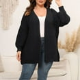 thumbnail image 5 of Lovskoo 2024 Cardigan Sweaters for Women Plus Size Open Front Long Sleeve Solid Color Thick Woolen Trendy Loose Coat Oversized Winter Outerwear Tops Black, 5 of 6