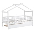 thumbnail image 5 of Euroco Twin Size House Bed with Trundle, Canopy Low Profile Bed for Kids, White, 5 of 13