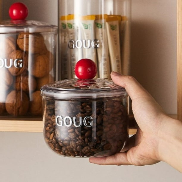 Contenedor de Almacenamiento de Cocina | Frasco Hermético de Plástico Transparente | Caja de Almacenamiento de Café, Cereales y Snacks de Grado Alimenticio | Múltiples Tamaños para Organizar La Despe