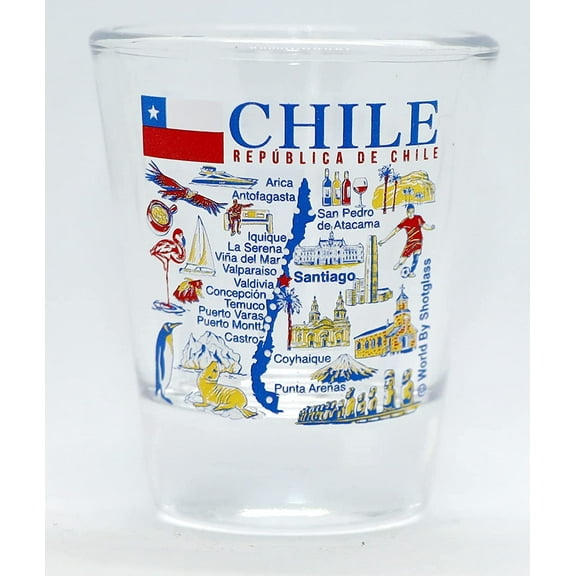 Chile Landmarks and Icons Collage Shot Glass
