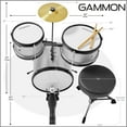 thumbnail image 3 of Gammon 3-Piece Junior Drum Set - Silver, Starter Drum Kit with Throne, Cymbal, and Drumsticks, 3 of 7