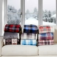 ClimateRight by Cuddl Duds Oversized Throw With A Cozy Sherpa Pocket For Your Feet, Gray Red