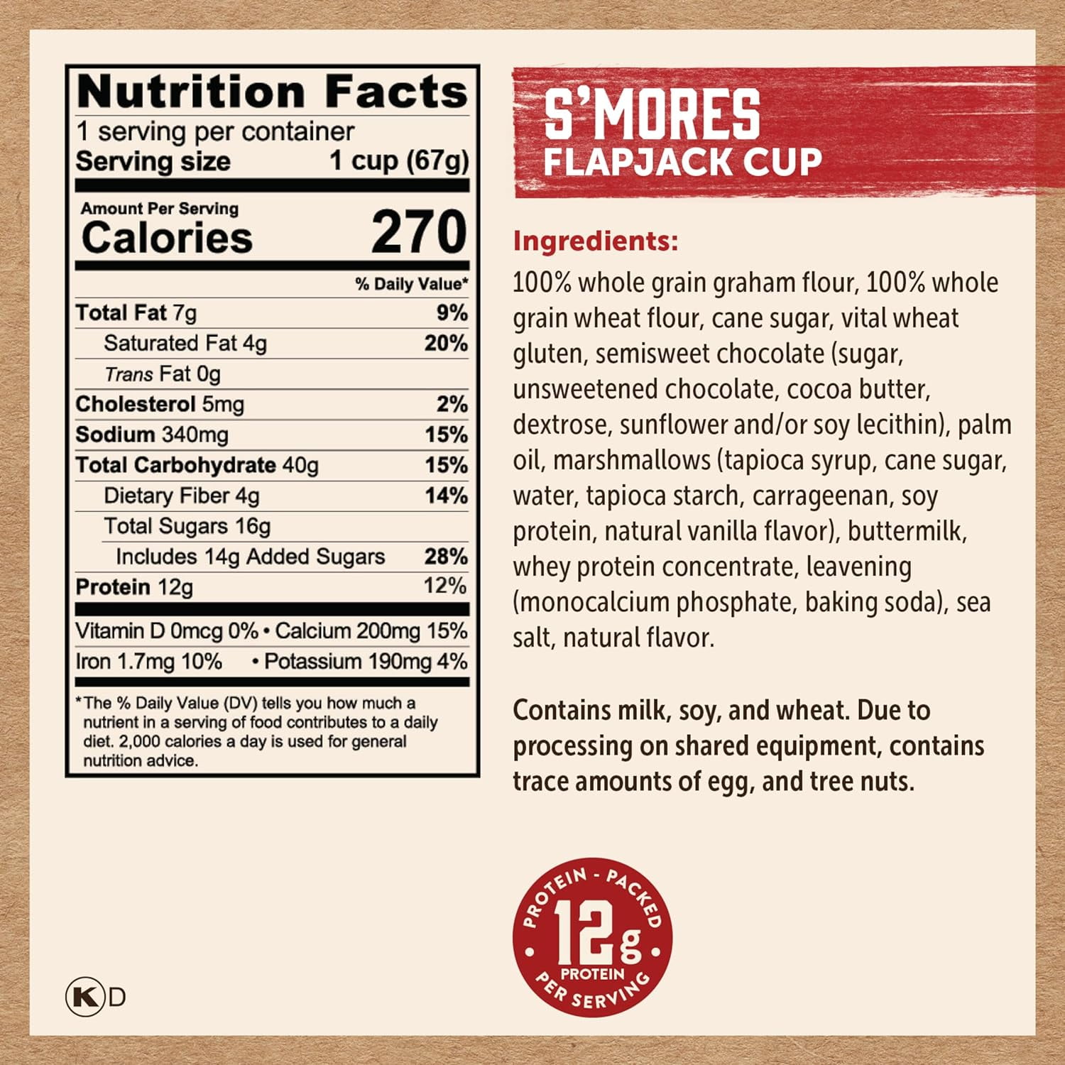 Kodiak Cakes Pancake On the Go, S'mores, 2.36 oz (Pack of 12)
