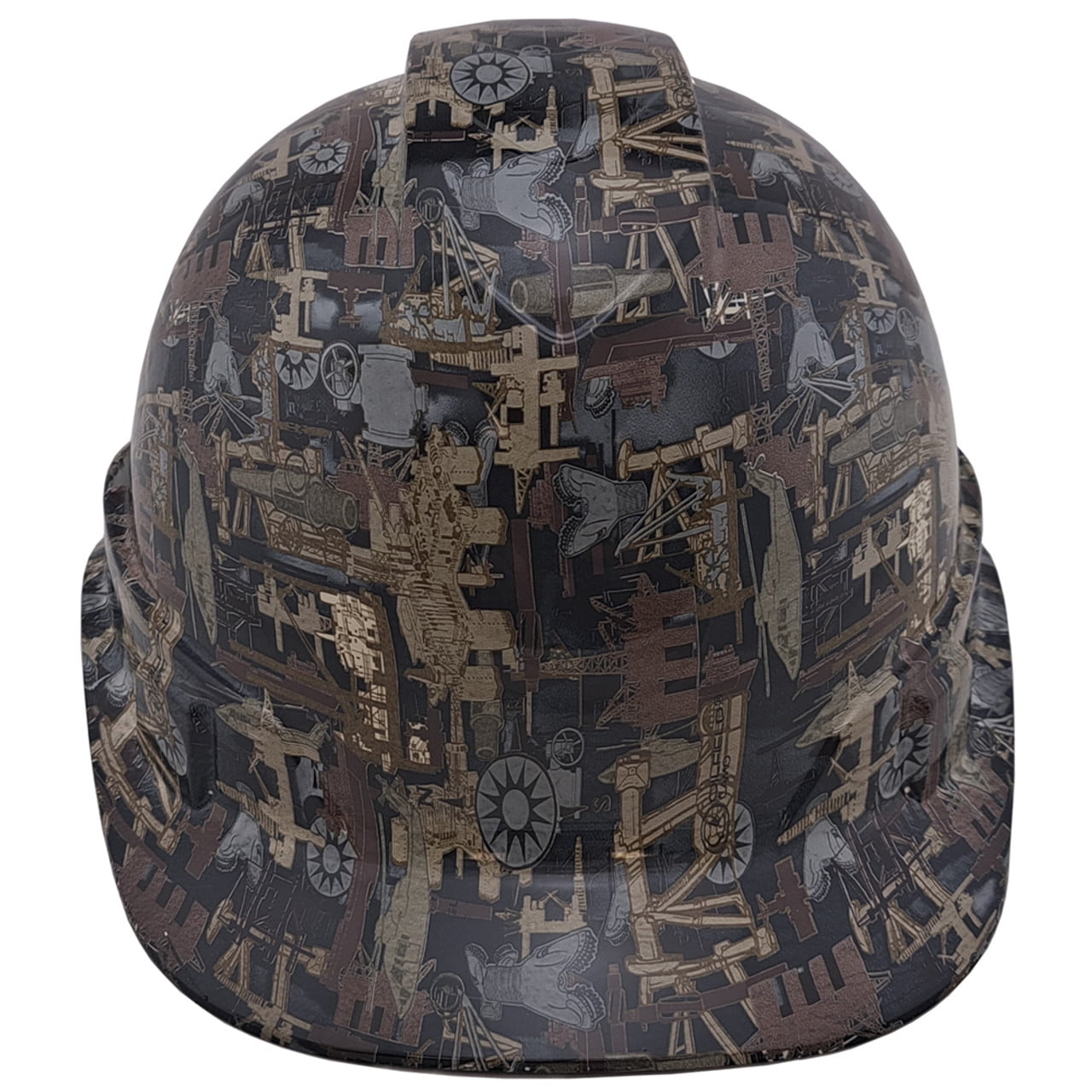 Oilfield Camo White Hydro Dipped Hard Hats Cap Style with 4 Pt Suspension
