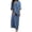 Light Blue, variant on Guluxicc Denim Maxi Dress for Women Split Neck Rolled 3/4 Sleeve Pockets Loose Casual Summer Dress