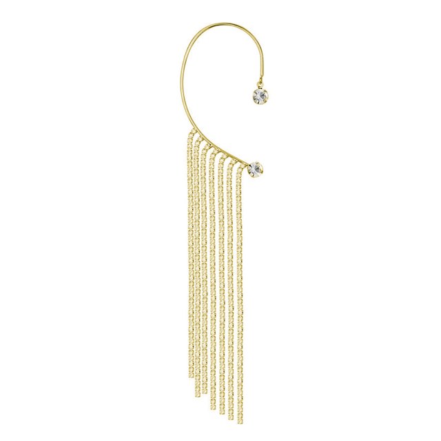 Pendientes con borlas brillantes, sin perforaciones, pendientes colgantes tipo puño para las orejas para mujeres y niñas, puños para las orejas de hadas para la fiesta de bodas nupciales