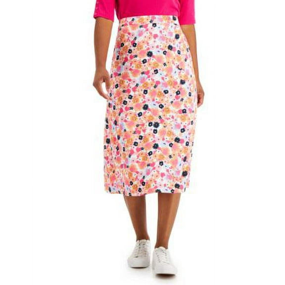 MSRP $80 Charter Club Printed Midi Skirt White Size XL